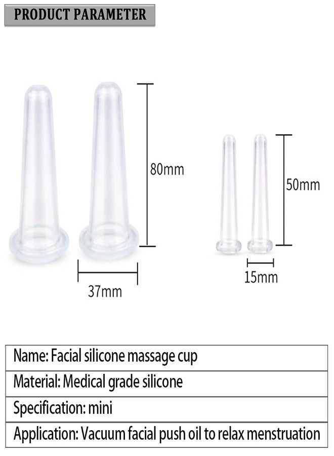 Erioctry 4 Pieces Silicone Facial Cupping Set Clear Eye and Face Vacuum Massage Cups Kit for Lifting Massage Face Eye Anti Ageing Tool (2Large+2 Small) - Image 2